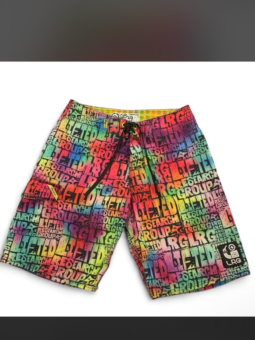 LRG Lifted Research Group Board Short 31 Acid Test Graphic Print Rainbow Tie-dye